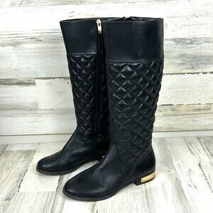 Vince Camuto Women’s 6.5 Fianna Black Quilted Leather Knee-High Casual Boots